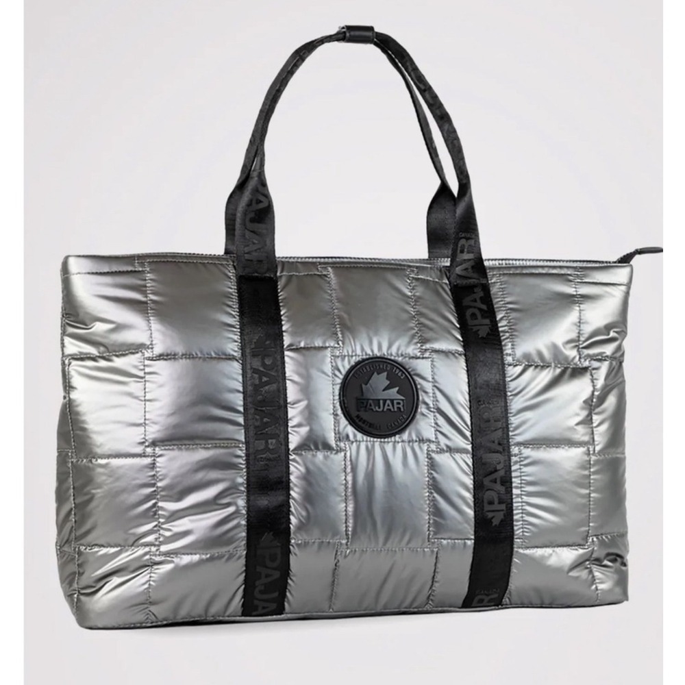 Pajar‎ Canada Quilted Metallic Silver Tote Bag Travel Carry-On Style HBJ323